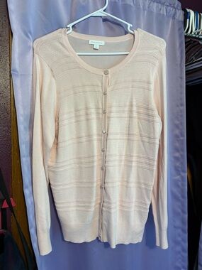 Charter Club Light Pink Button-Front Knit Cardigan